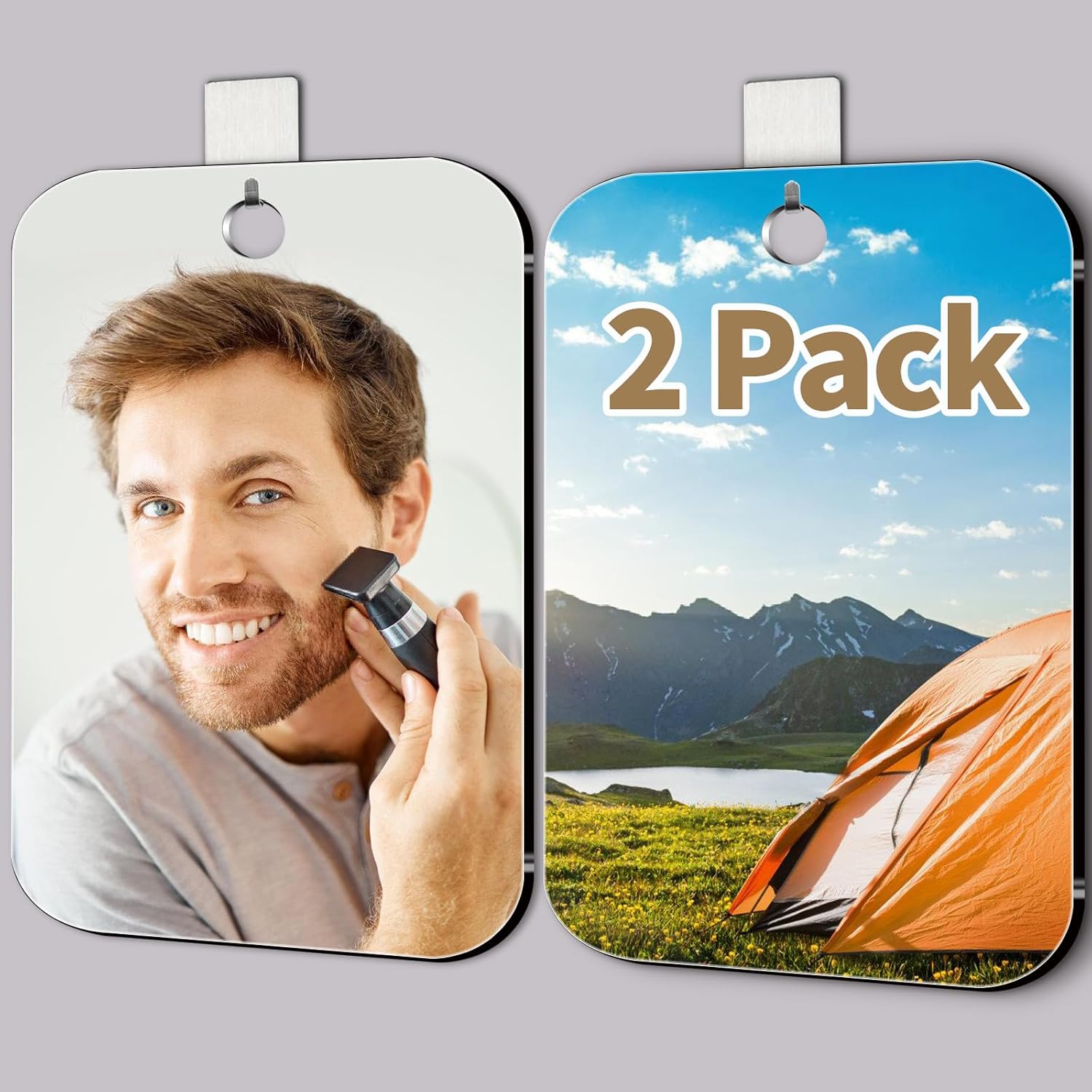 Unbreakable Wall Hanging Shave Mirror Duo
