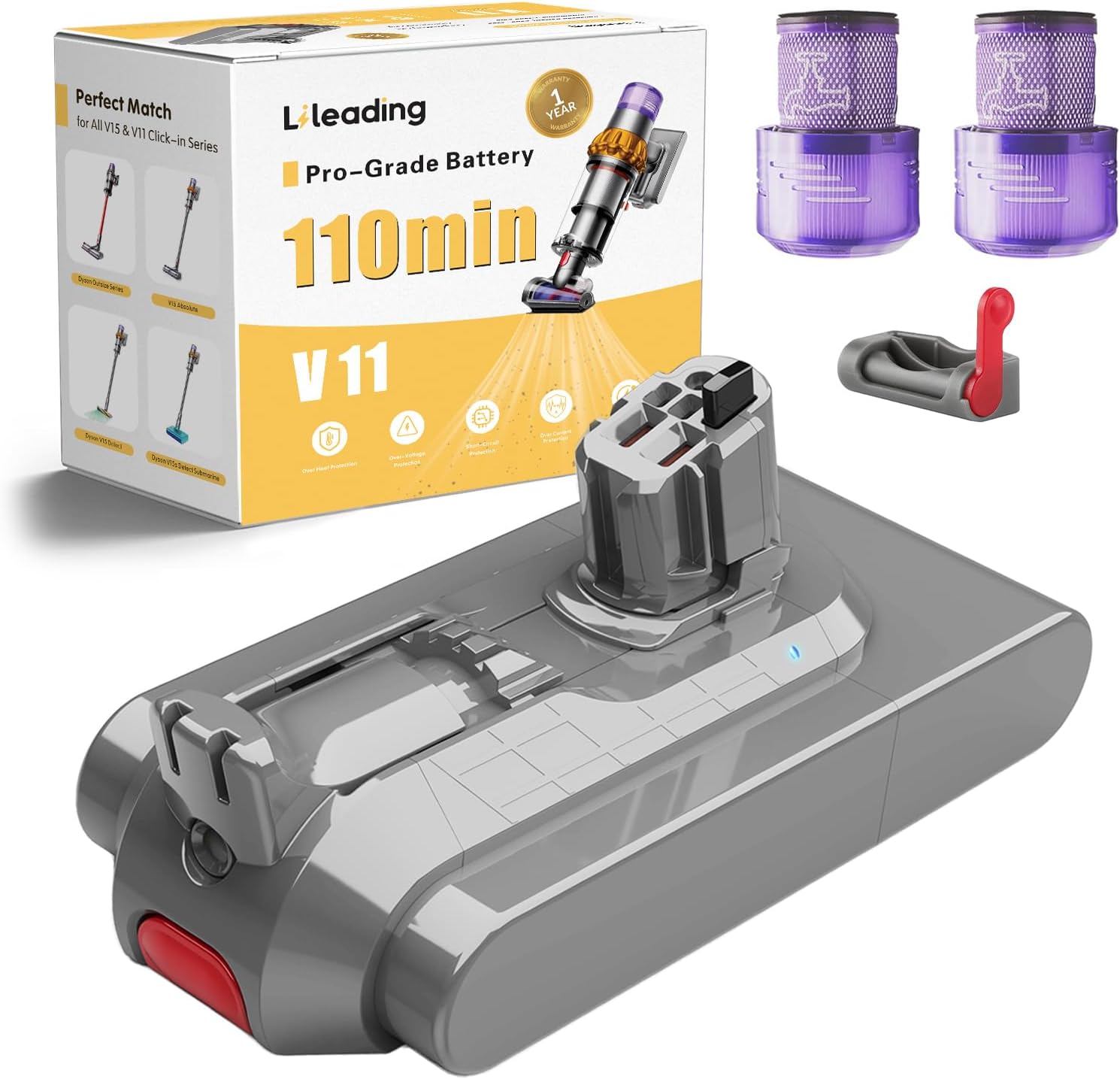 110-Min V11 Battery Replacement for Dyson V15 and V11 Models