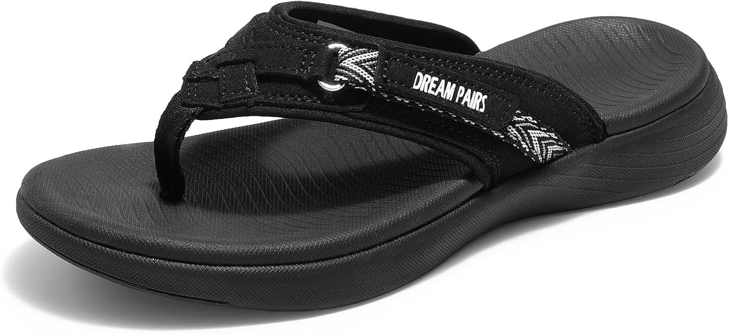 DREAM PAIRS Women's Comfortable Arch Support Flip Flops for Summer