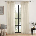 Pinch Pleated Linen Curtains 84 in 2 Panels - Soft Textured Drapes