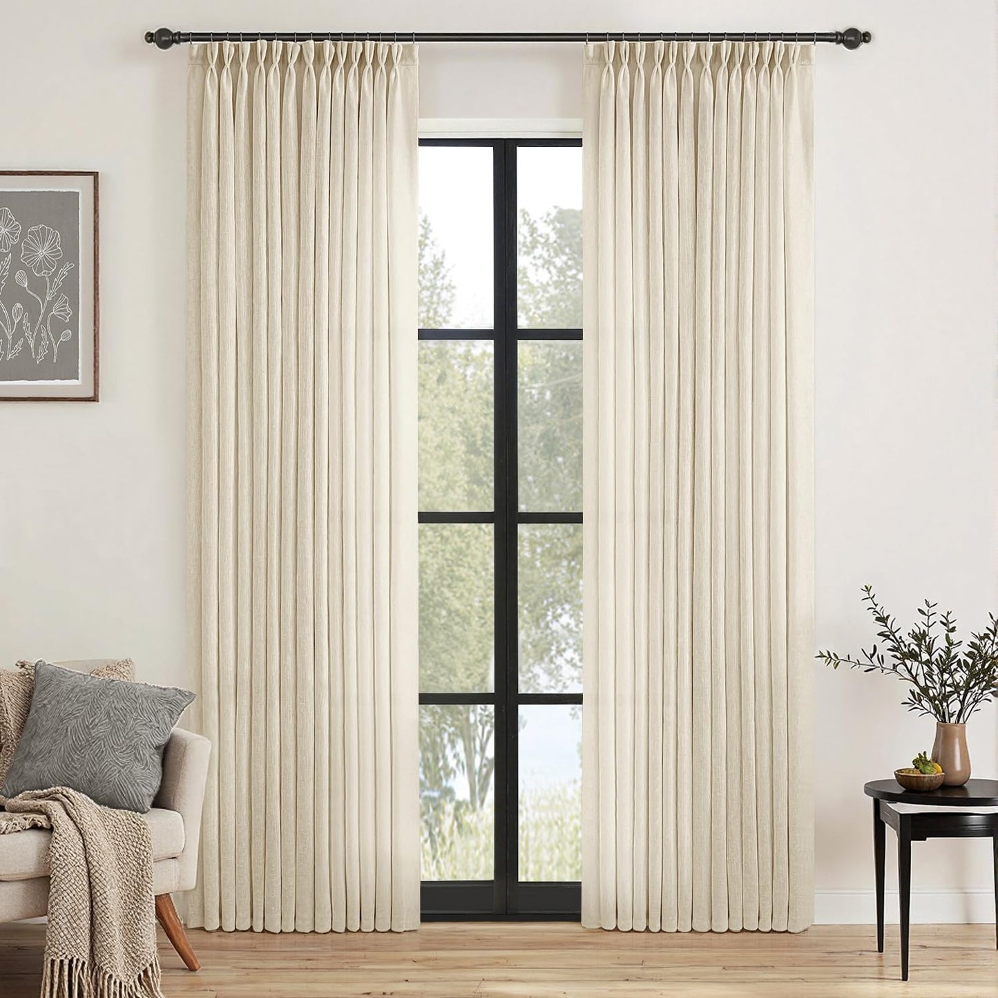 MIULEE Pinch Pleated Linen Curtains for Elegant Home Decor
