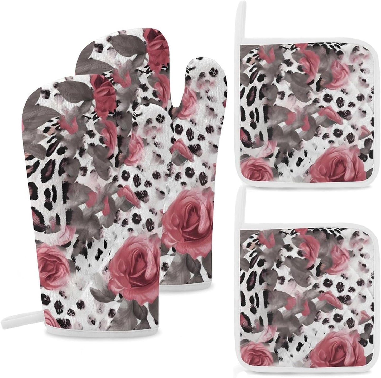 Heat Resistant Oven Mitts & Pot Holders Set