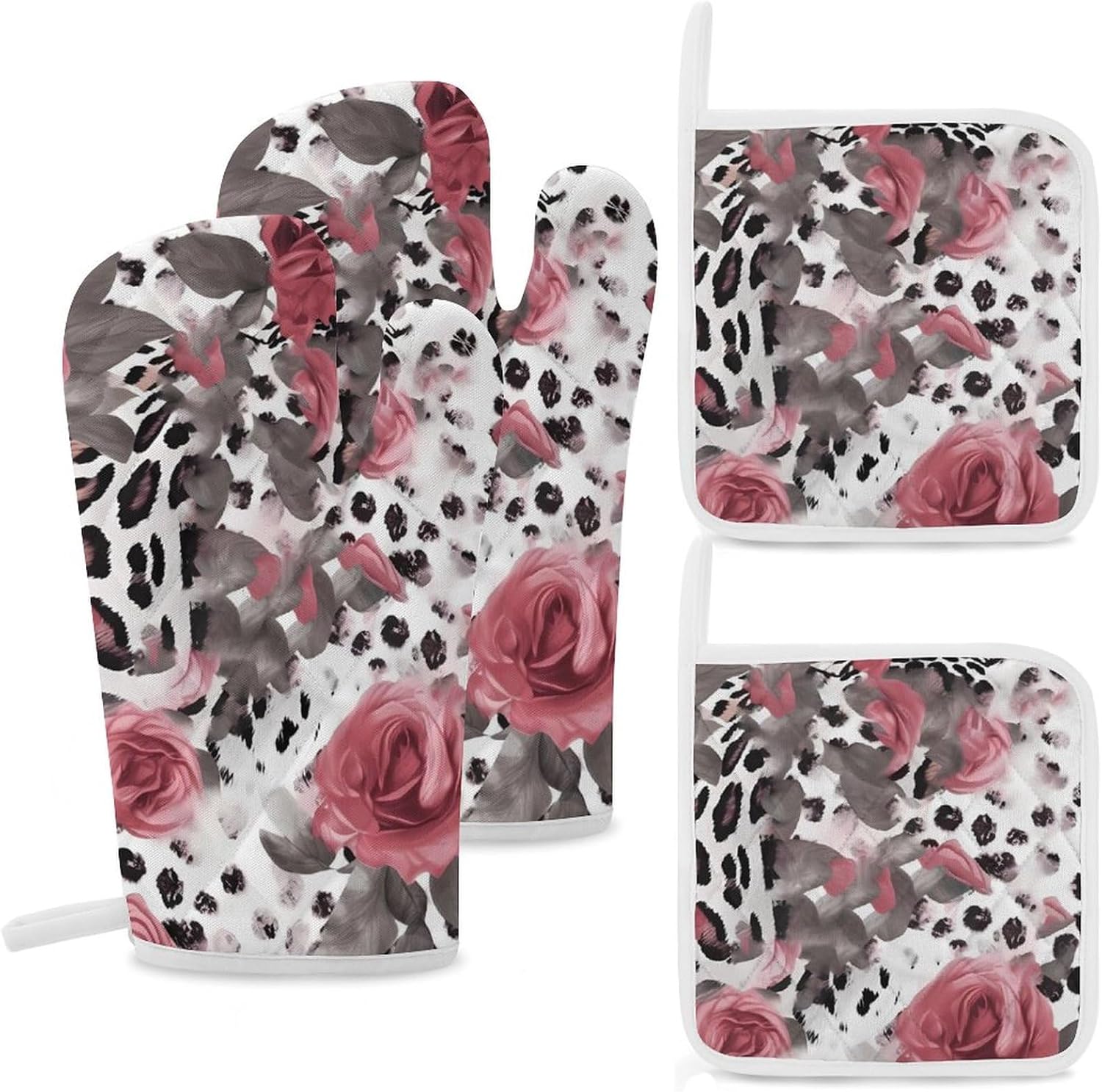 Heat Resistant Oven Mitts & Pot Holders Set