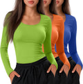 Neer 3 Pack Long Sleeve Scoop Neck Underscrubs for Women