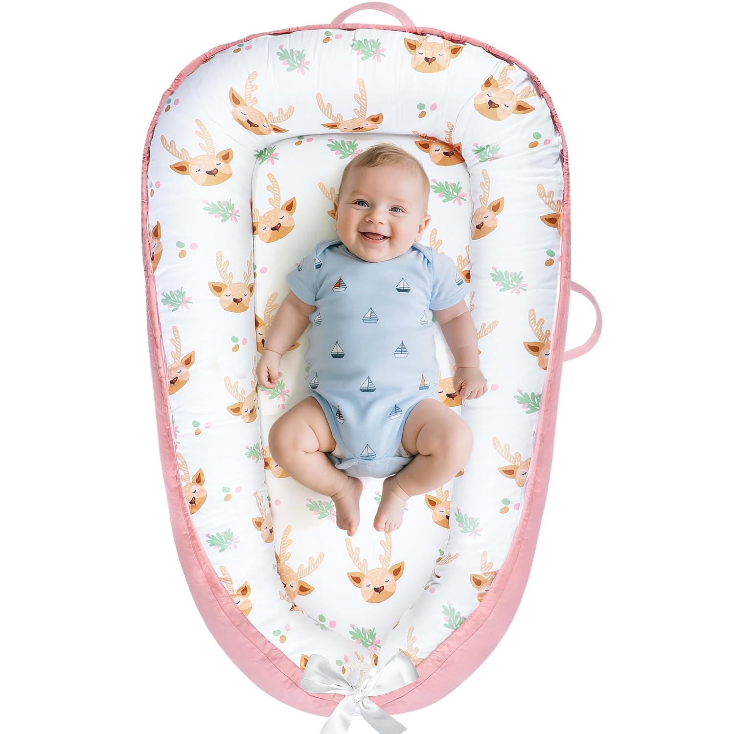 Baby Lounger for Newborns - Soft Cotton Nest for Tummy Time