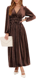 Sissyaki Velvet Long Sleeve Maxi Dress - Flattering Fall/Winter Guest