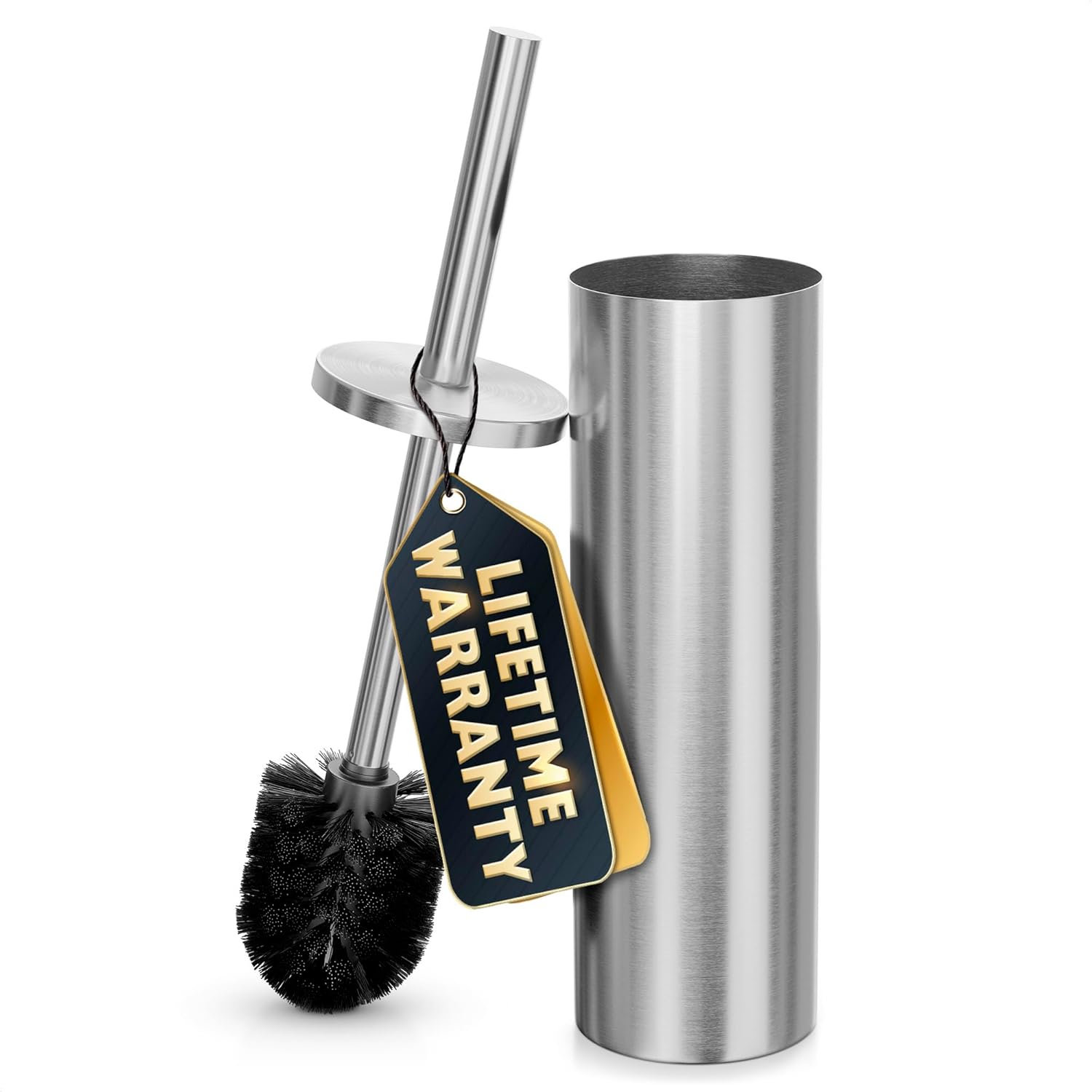 Stylish Stainless Steel Toilet Brush and Holder Set for Deep Cleaning