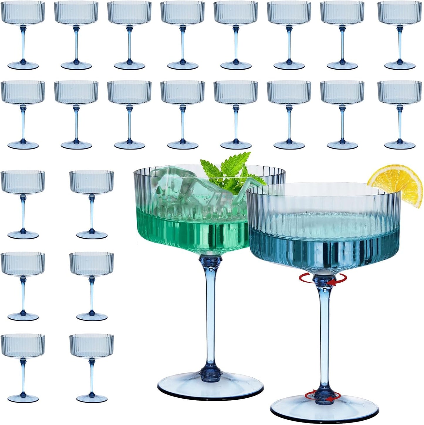 24Pcs Plastic Martini Glasses for Parties and Celebrations