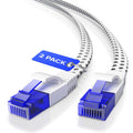 Cat 6 Ethernet Cable 25 ft 2 Pack - Flat Braided Easy-Hide, High-Speed