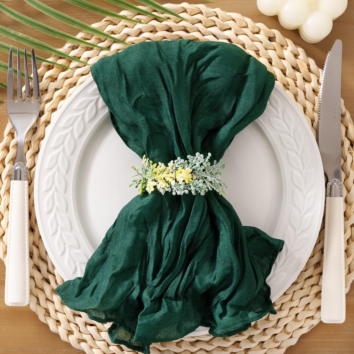 Emerald Green Cheesecloth Napkins Set of 100 for Events and Decor
