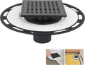 Square Shower Drain 6-In Matte Black Kit - Removable Grate