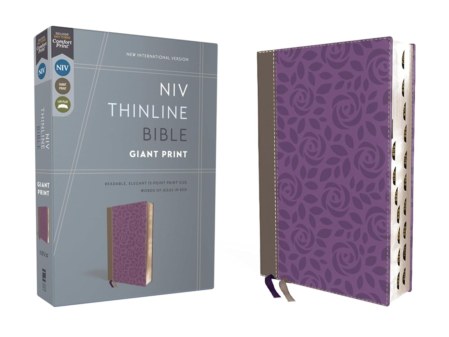 NIV Thinline Bible Giant Print Leathersoft Gray Purple Indexed