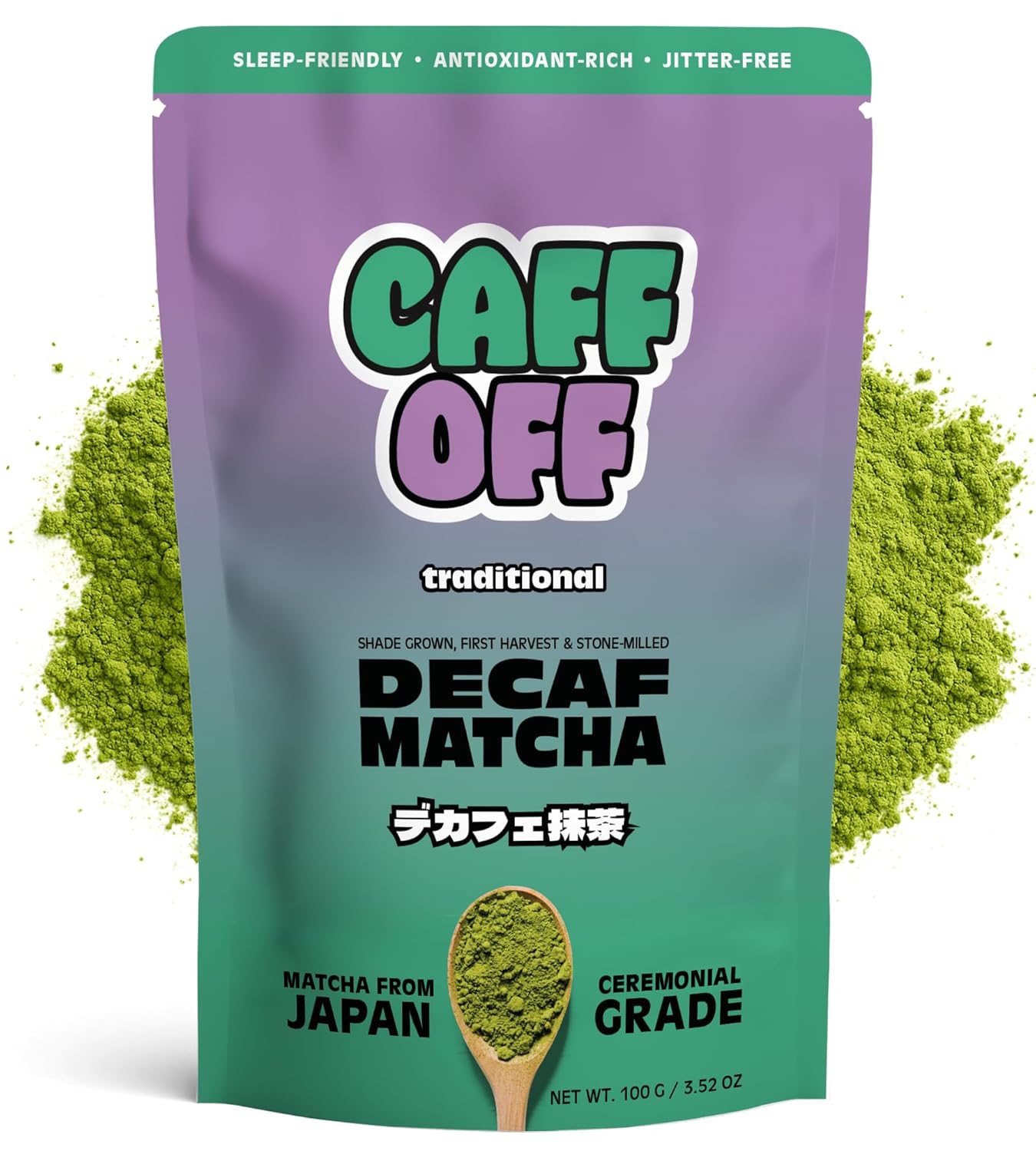 Caff Off Decaf Matcha Green Tea Powder for Pure Enjoyment