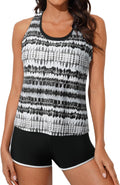 Womens Athletic 3 Piece Tankini Set with Shorts - Supportive Swimwear
