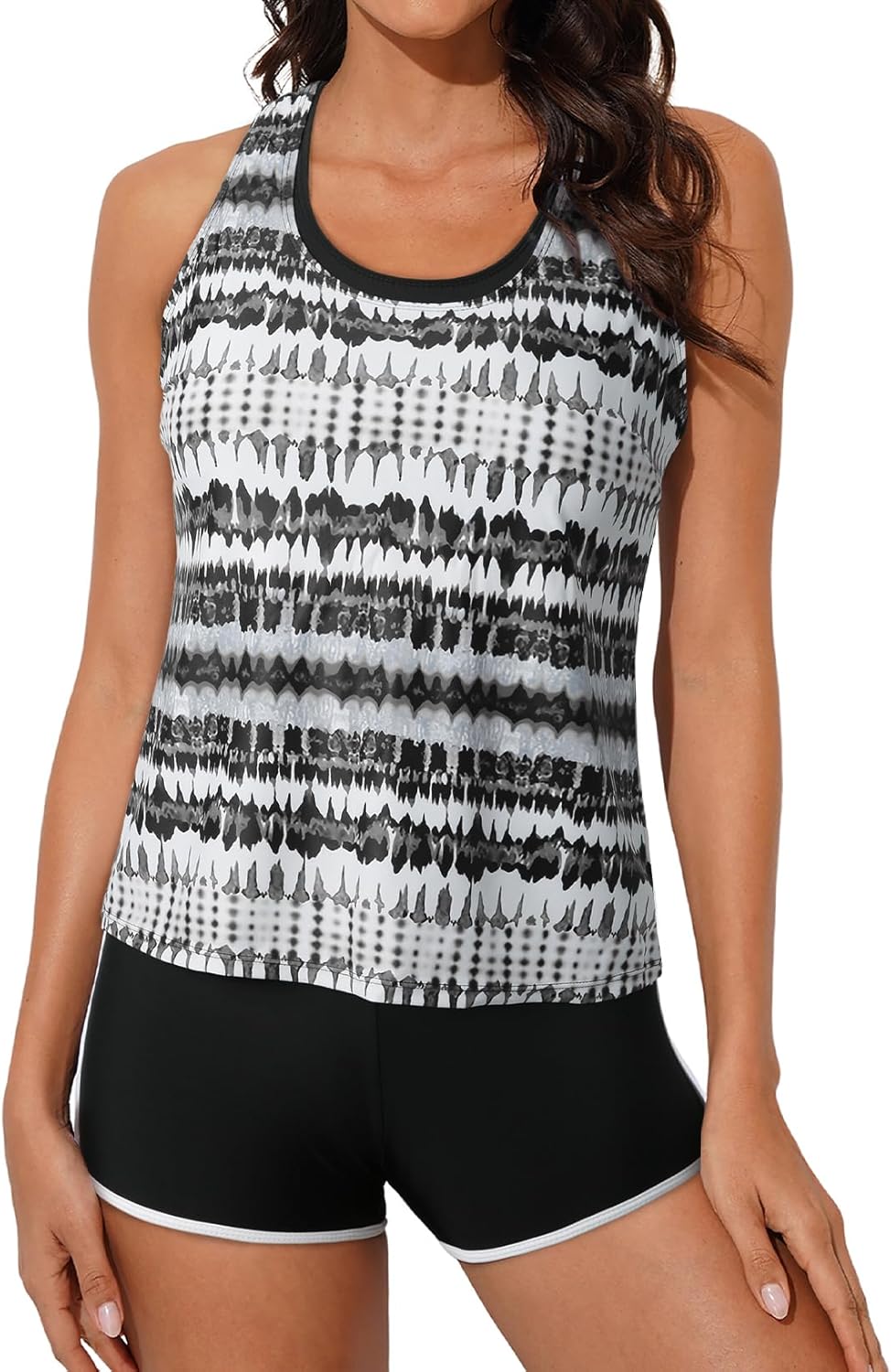 Athletic 3 Piece Tankini Swimsuits for Women with Shorts