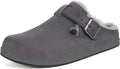 Fur Lined Clogs for Women and Men Suede Slip On Mules - Removable