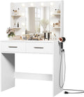 Make up Vanity Desk with Mirror and Power Outlet - Organized Lighting