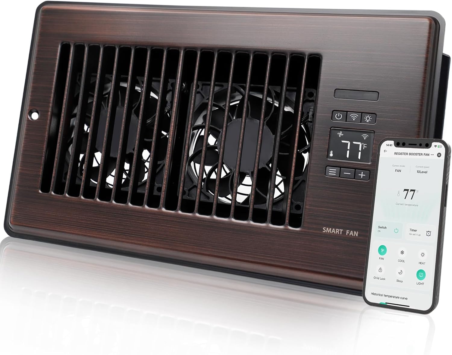 Super Quiet Register Booster Fan for 6 x 10 Register Holes