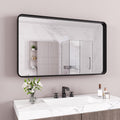 Black Bathroom Mirror 60x28 in Rounded Rectangle - HD Reflection