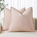 MIULEE Linen Euro Sham Pillow Covers 24x24 Light Pink Pack of 2