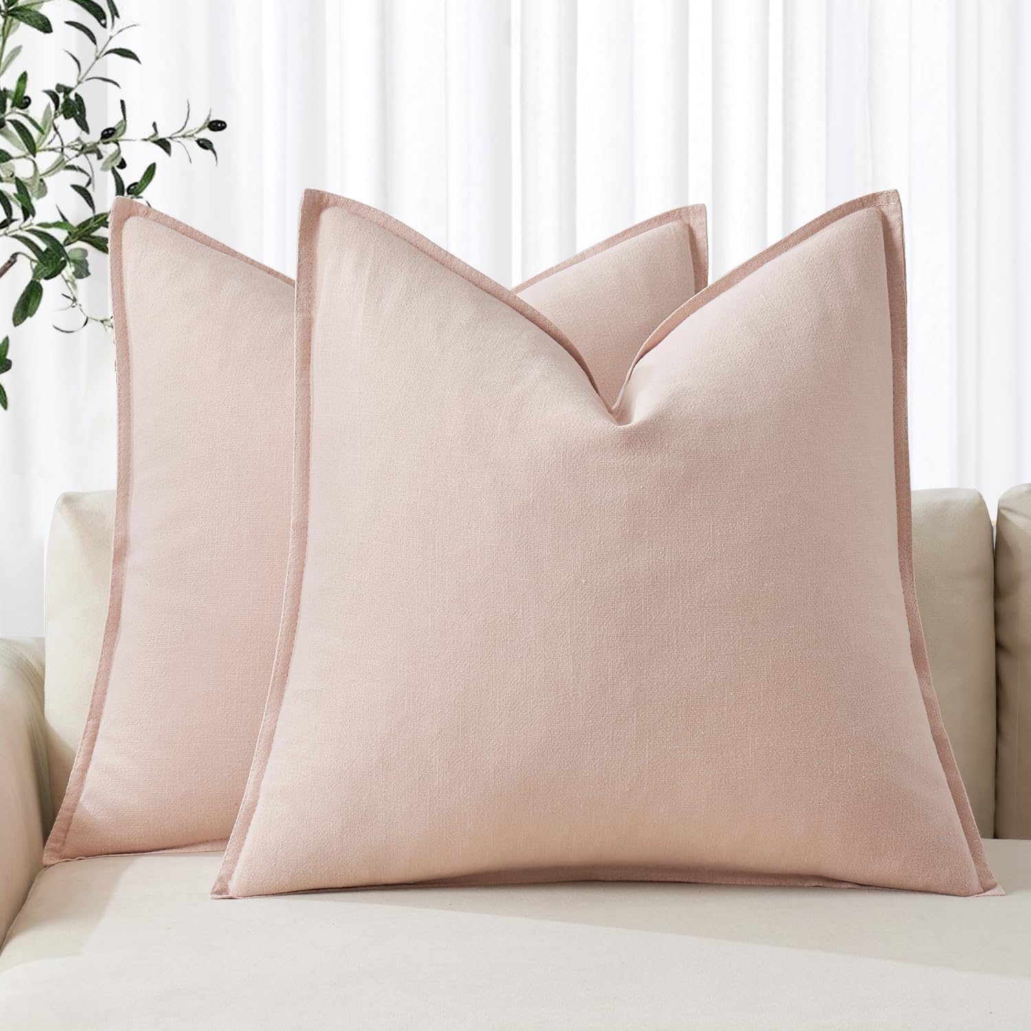 MIULEE Decorative Linen Euro Sham Pillow Covers for Modern Decor