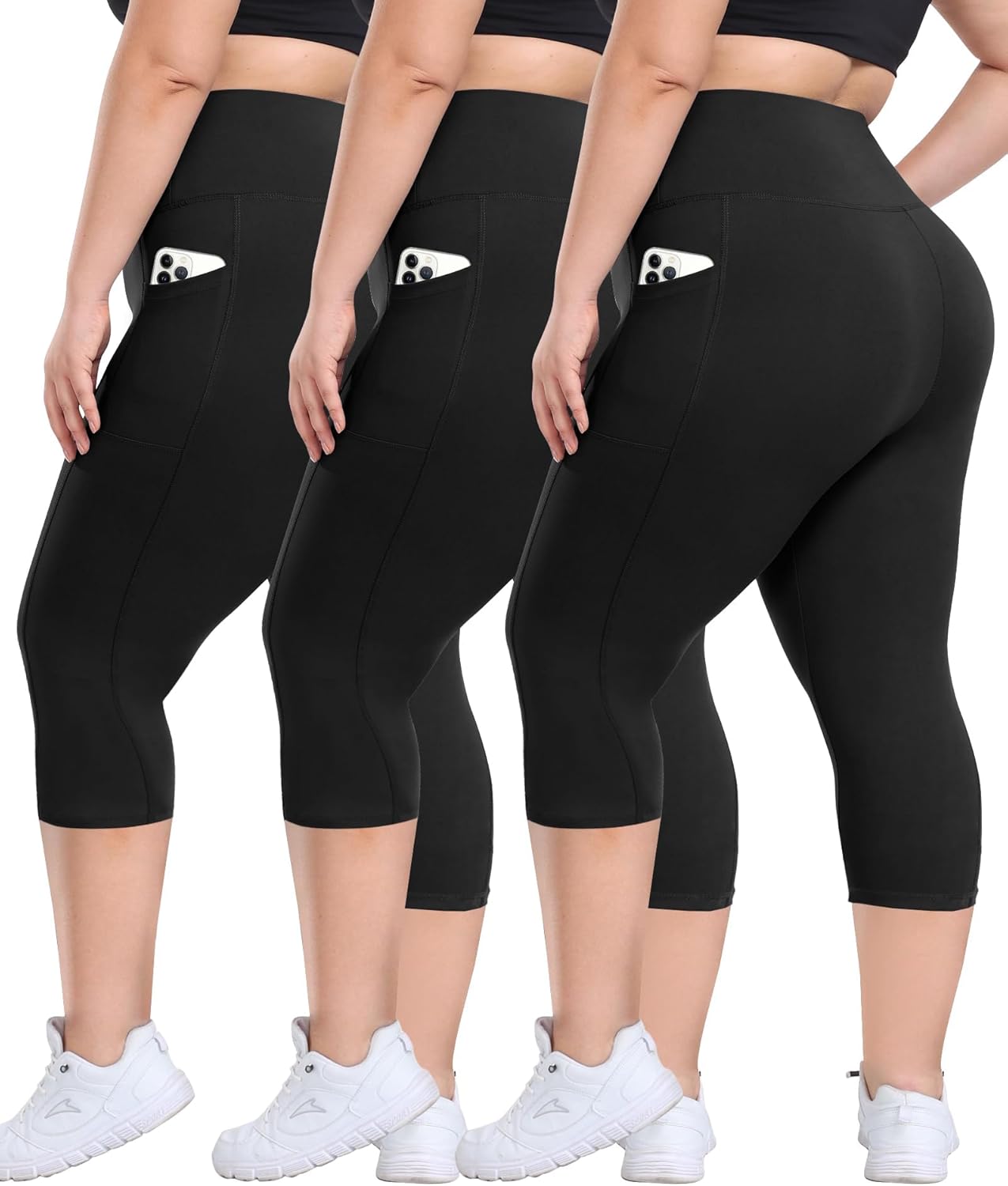 Plus Size Leggings with Pockets for Women - Tummy Control