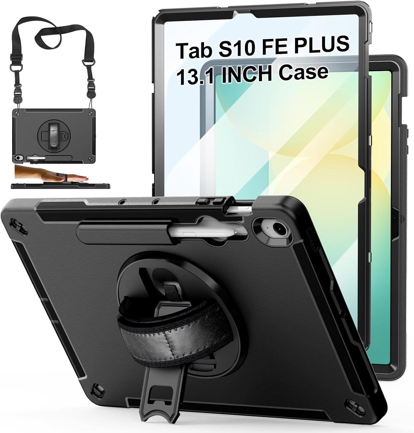 Case for Galaxy Tab S10 FE Plus 13.1 Inch with Stand and Strap