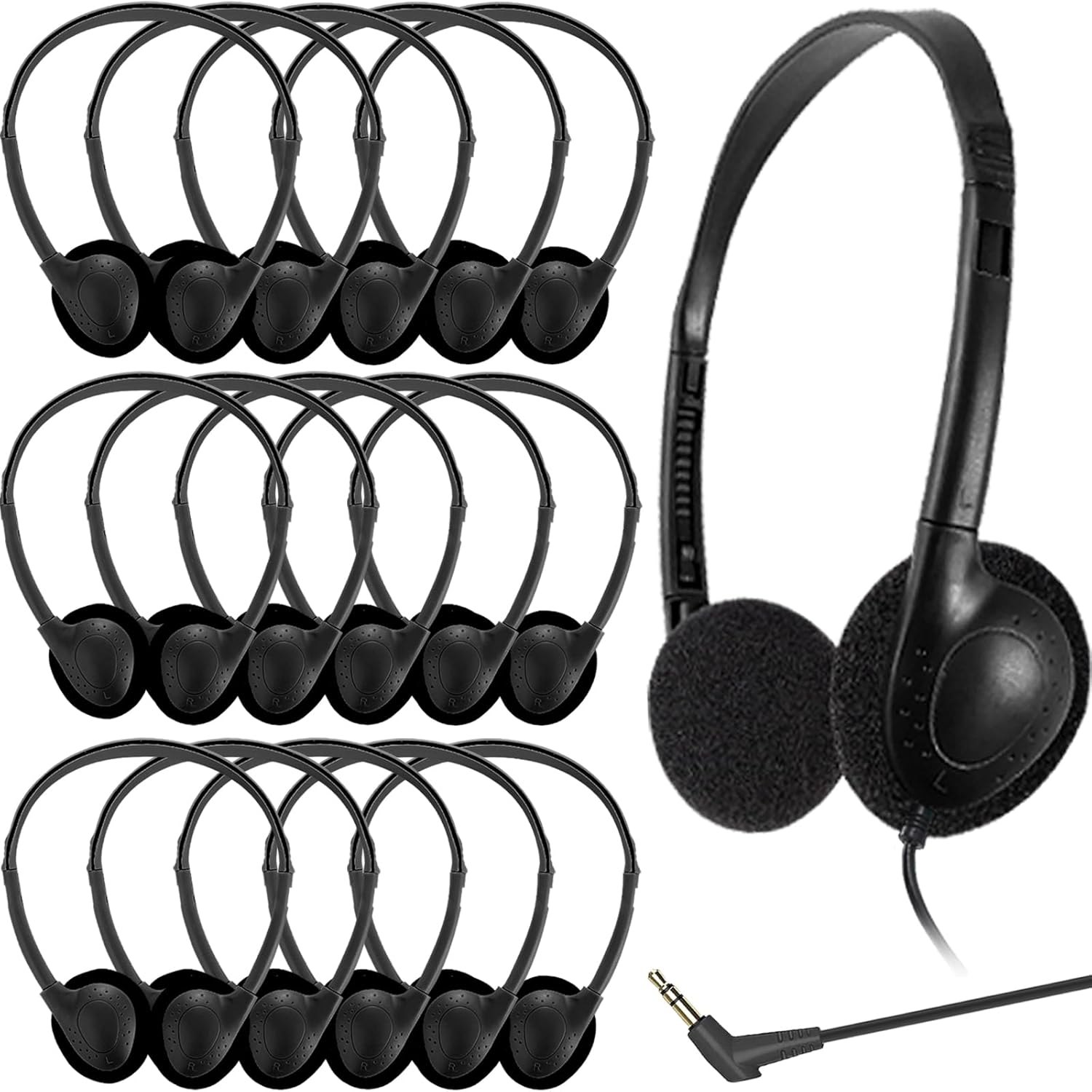 Bulk Classroom Headphones for Kids School 25 Pack Wired On-Ear