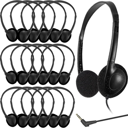 Bulk Classroom Headphones for Kids School 25 Pack Wired On-Ear