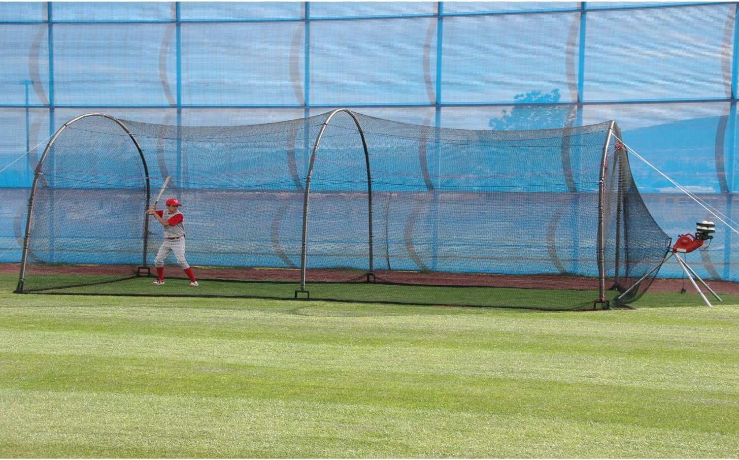 30' Batting Cage for Elite Training - Fiberglass Frame, Polyester Net | Ideal for All Ages