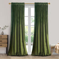 Roslynwood Velvet Curtain Panels Moss Green Room Darkening - Luxury