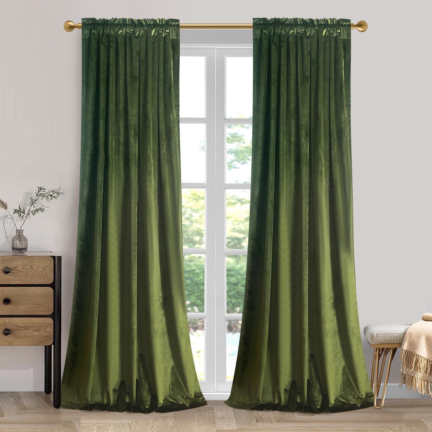 Roslynwood Velvet Curtain Panels for Room Darkening Luxury Drapes