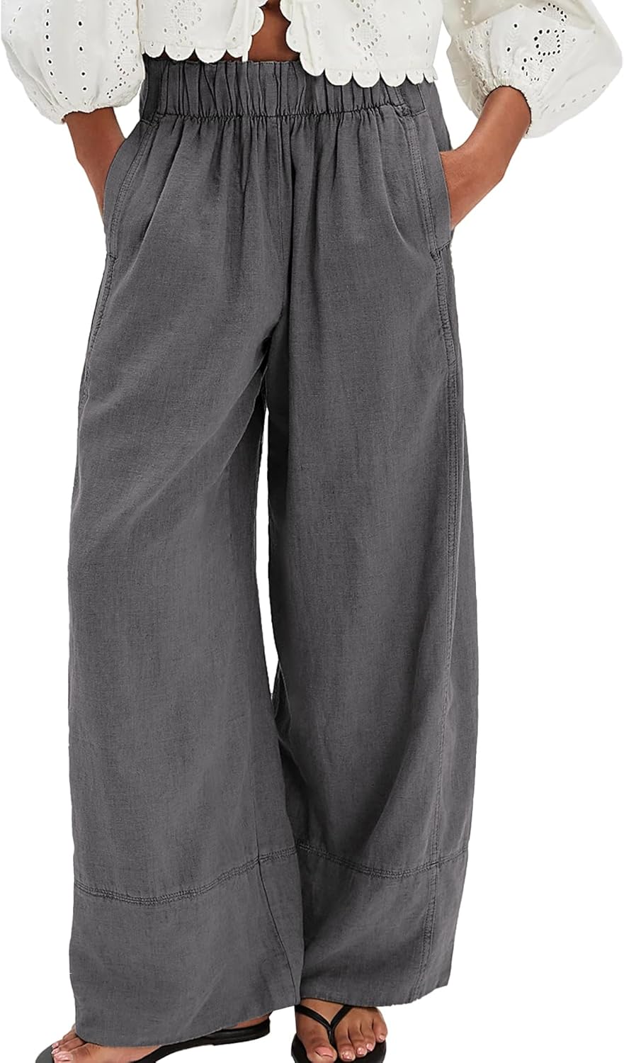 SeeLuNa Linen Pants for Women: Casual Boho Palazzo Trousers