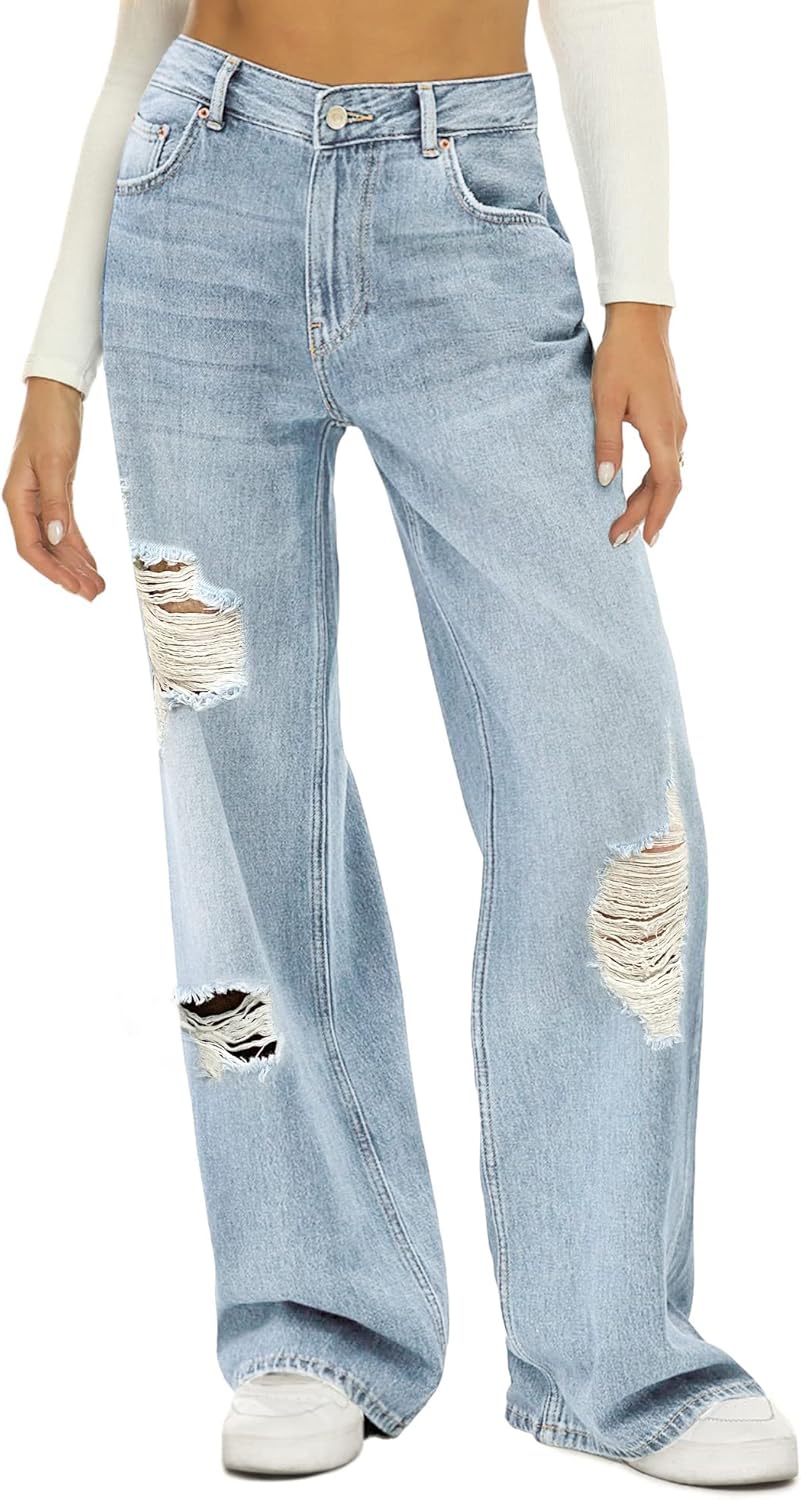 HDLTE Women Wide Leg Jeans High Waist Baggy Jean for Comfort