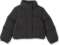 Girls Cropped Full-Zip Puffer Jacket - Warm, Water-Resistant Fit