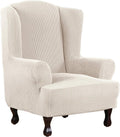 Wing Chair Slipcover for Wingback Chairs - Stretch Jacquard Checked