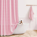 Extra Long Shower Curtain 72x84 in - Boho Tassel Linen Blend Curtain