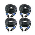 4X 25 Feet Professional Speakon to Speakon Cables for Audio