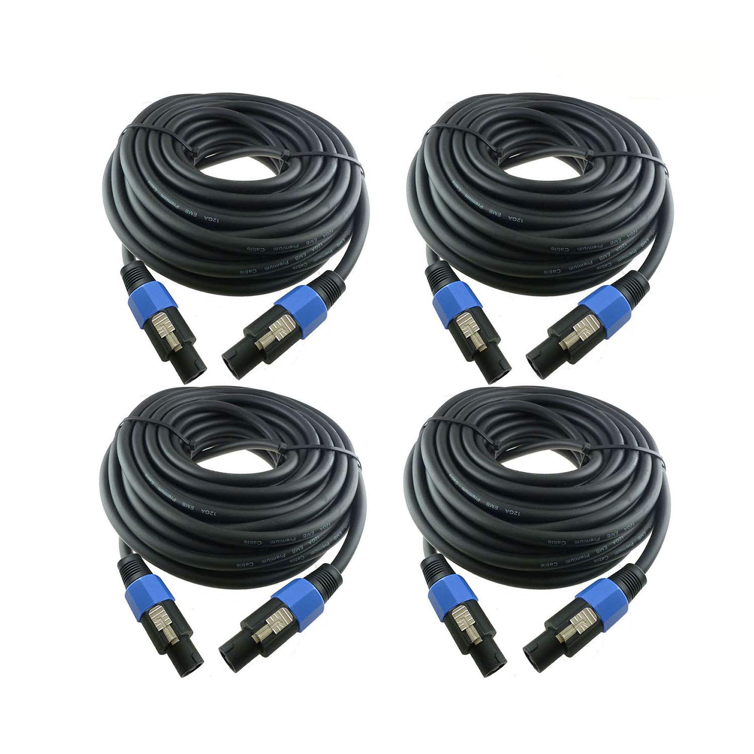 4X 25 Feet Professional Speakon to Speakon Cables for Audio