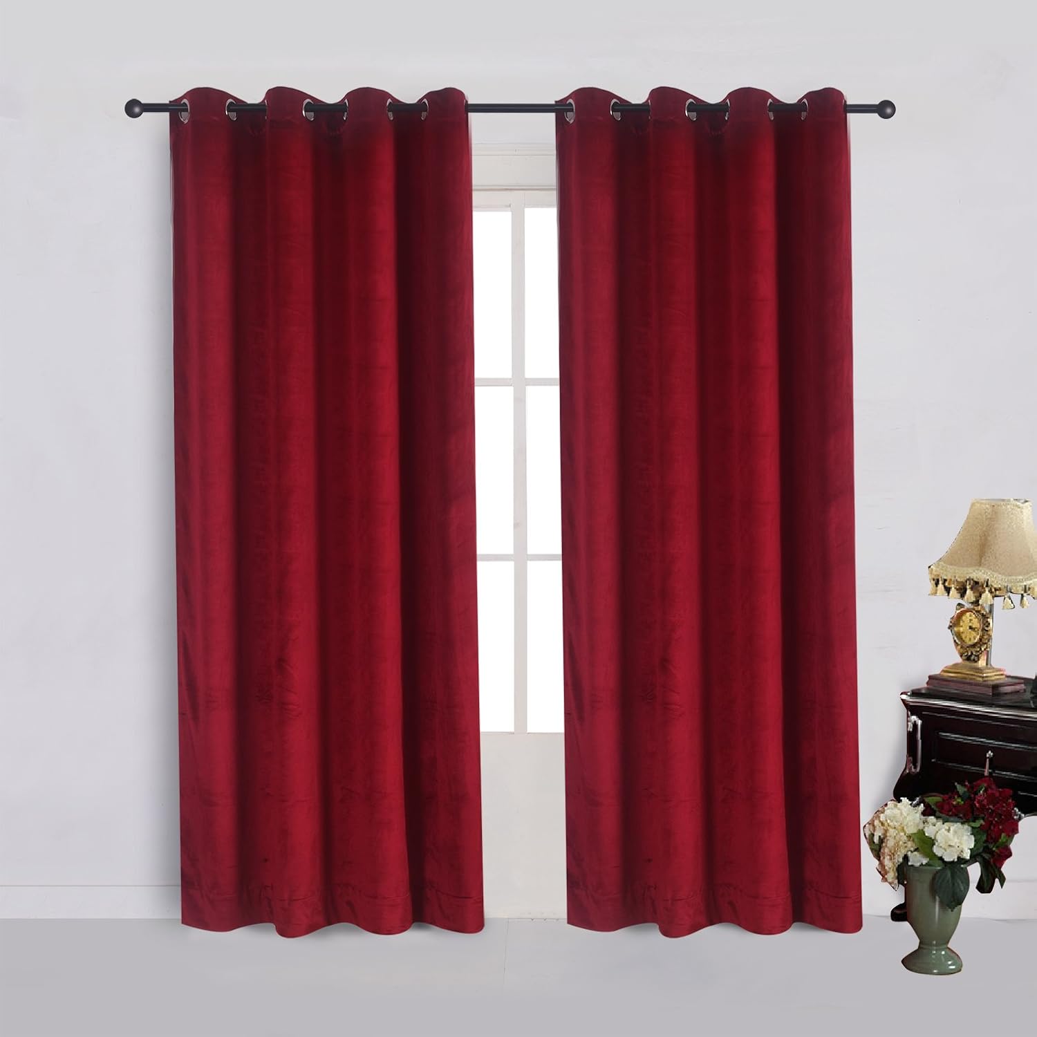 Cherry Home Set of 2 Classic Blackout Velvet Curtains Panels