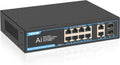 PoE Gigabit Switch 8-Port with 2 Uplink & 2 SFP - Quiet Metal Fanless