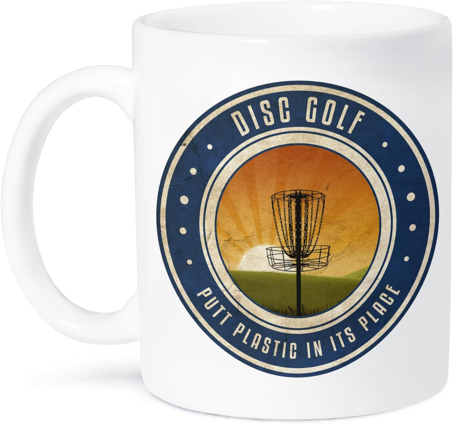 3dRose Ceramic Mug - Disc Golf Basket Silhouette