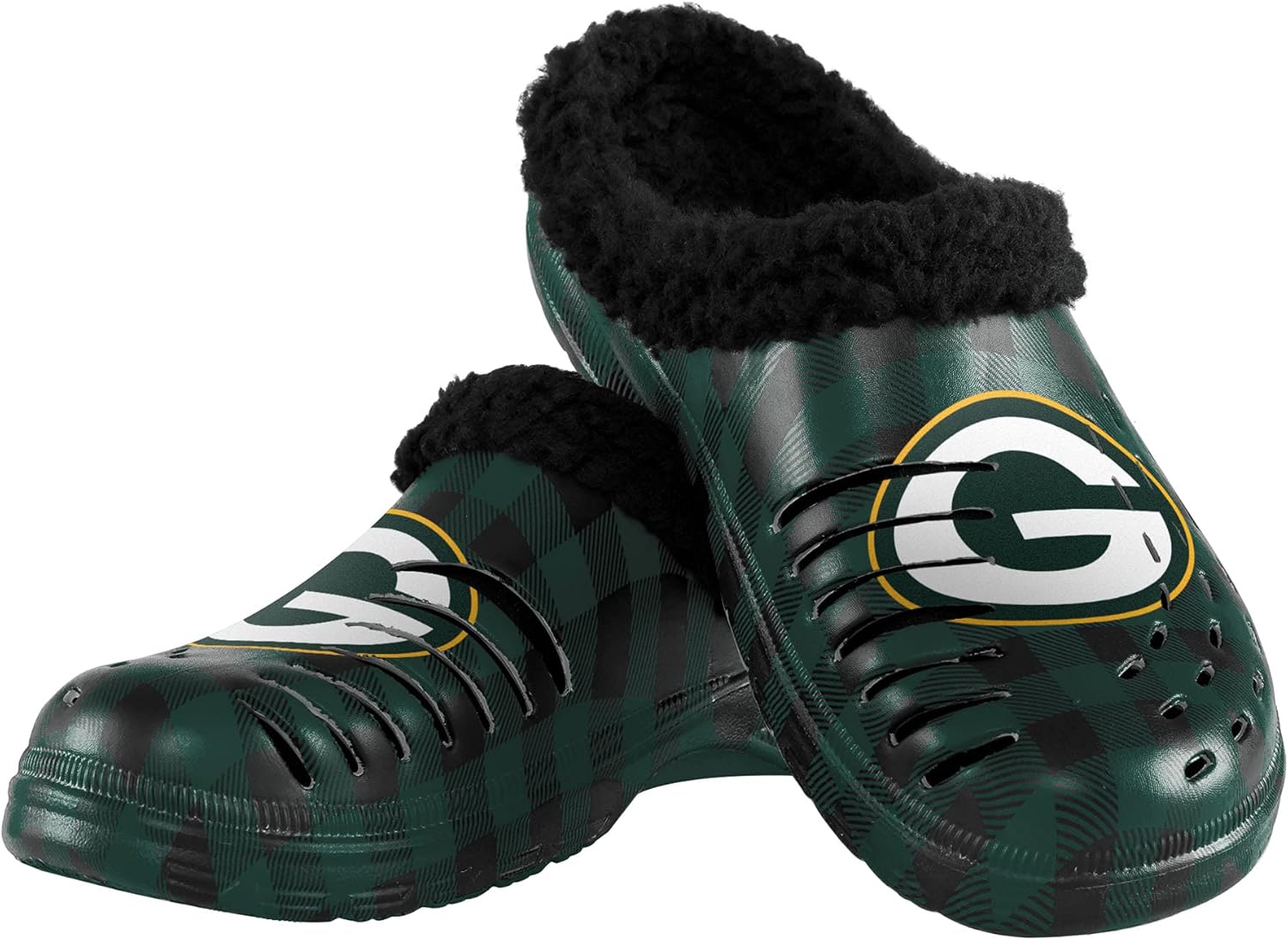 FOCO Men's NFL Team Logo Sherpa Lined Buffalo Check Shoes