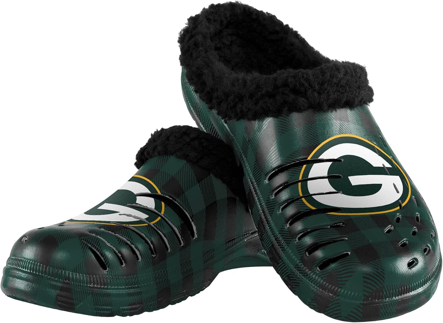 FOCO Men's NFL Team Logo Sherpa Lined Buffalo Check Shoes
