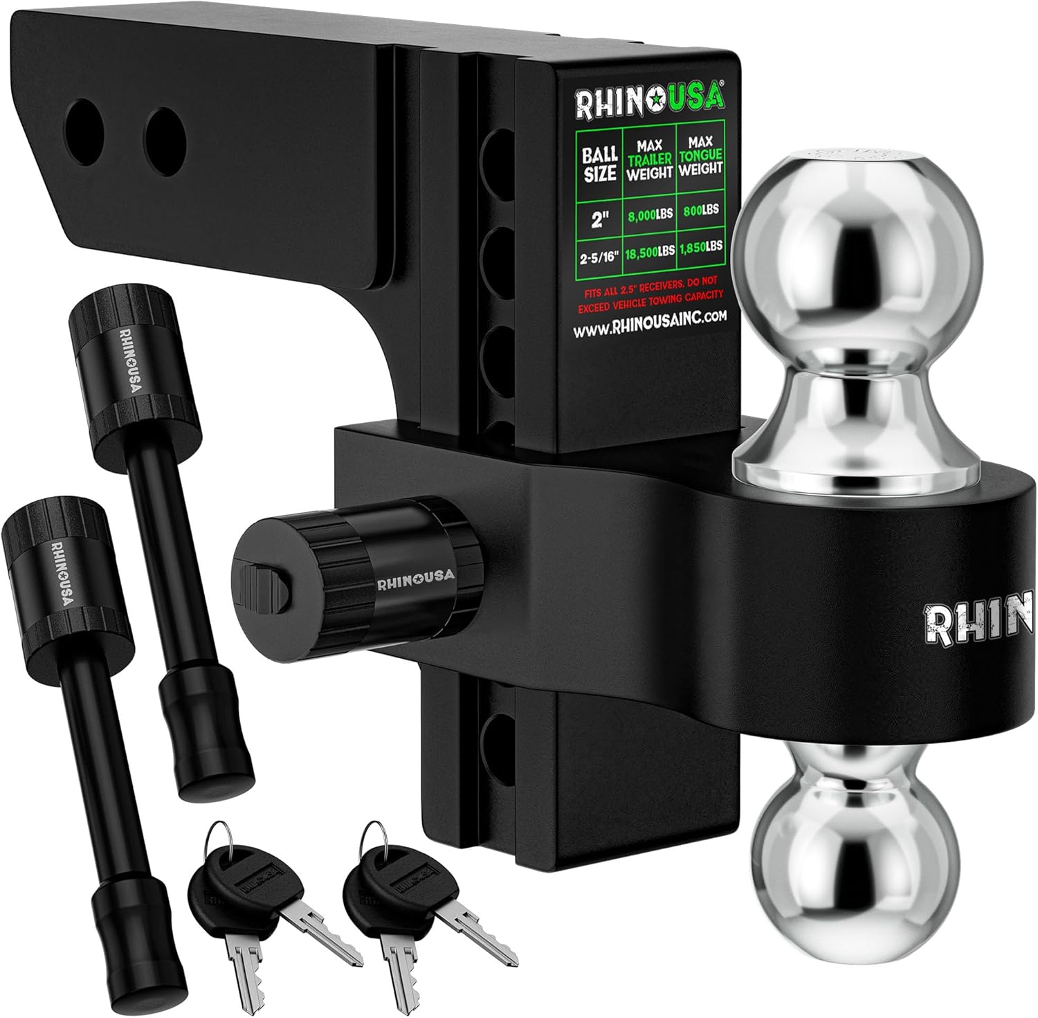Rhino USA Adjustable Trailer Hitch for Heavy Duty Towing Needs