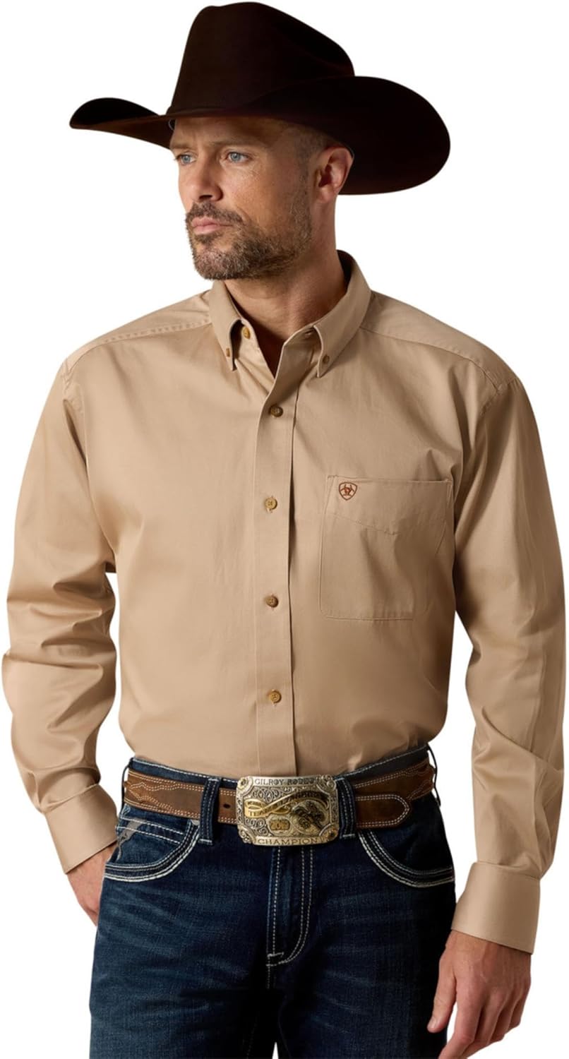 ARIAT Men's Team Logo Twill Classic Fit Shirt for Comfort