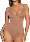 FeelinGirl Shapewear Bodysuit Tummy Control Deep V Thong - Sleek Fit