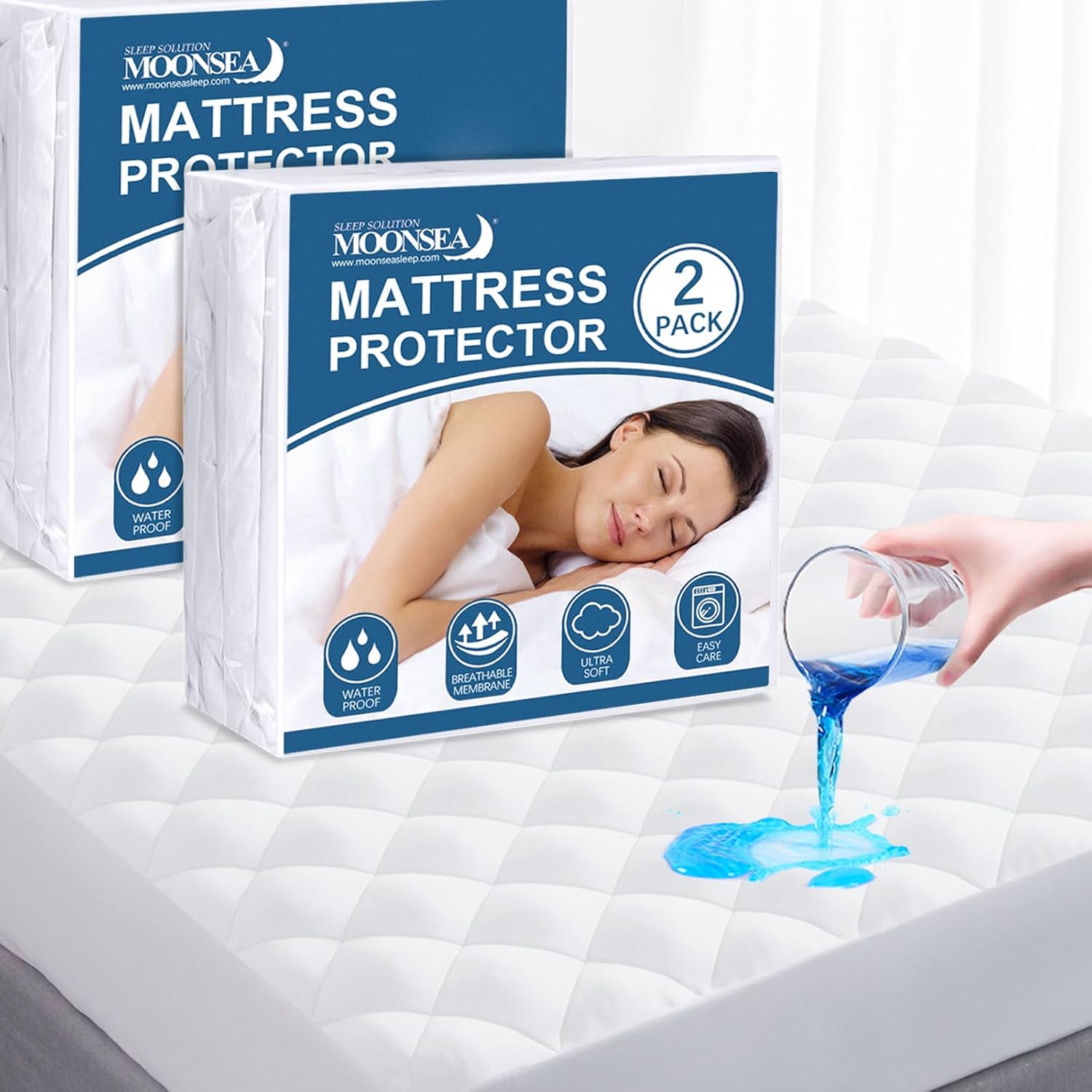 Twin XL Mattress Protector Pad 2 Pack Waterproof and Absorbent