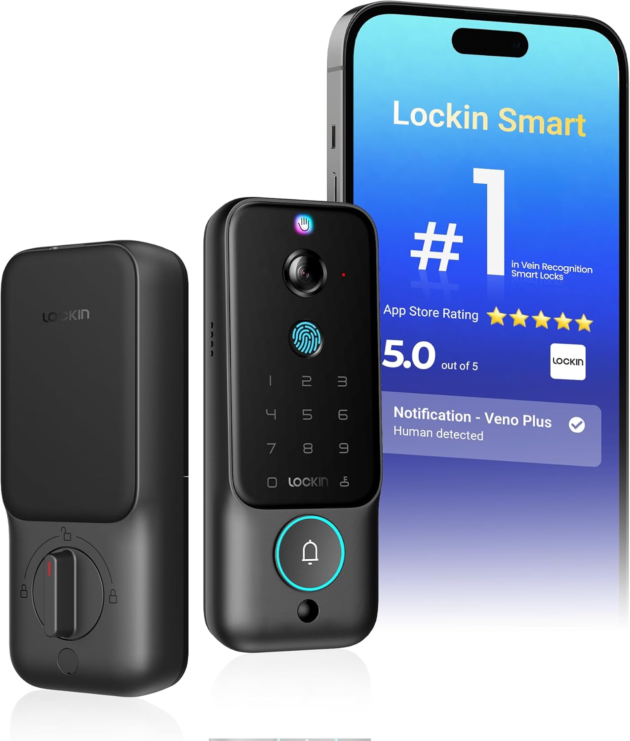 Lockin Veno Plus Smart Deadbolt Lock with 2K Camera & AI