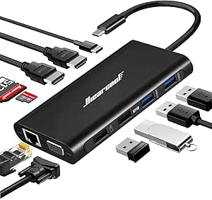 Hiearcool 11-in-1 USB C Docking Station for Dual Monitors